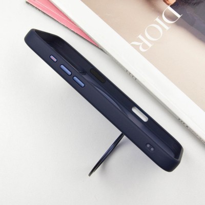TPU+PC чохол Metal Buttons with MagSafe Colorful HQ Ring для Apple iPhone 16 Pro (6.3") Dark Blue