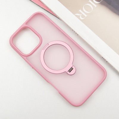 TPU+PC чохол Metal Buttons with MagSafe Colorful HQ Ring для Apple iPhone 16 Pro (6.3") Pink