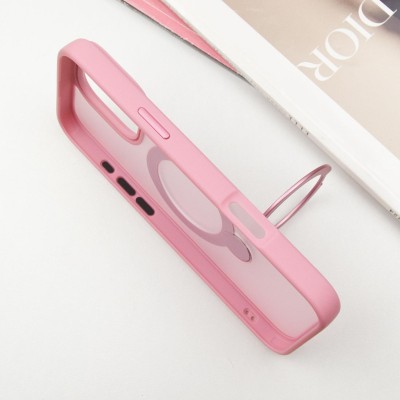 TPU+PC чохол Metal Buttons with MagSafe Colorful HQ Ring для Apple iPhone 16 Pro (6.3") Pink