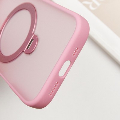 TPU+PC чохол Metal Buttons with MagSafe Colorful HQ Ring для Apple iPhone 16 Pro (6.3") Pink
