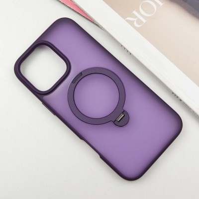 TPU+PC чохол Metal Buttons with MagSafe Colorful HQ Ring для Apple iPhone 16 Pro (6.3") Purple