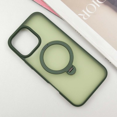 TPU+PC чохол Metal Buttons with MagSafe Colorful HQ Ring для Apple iPhone 16 Pro Max (6.9") Green