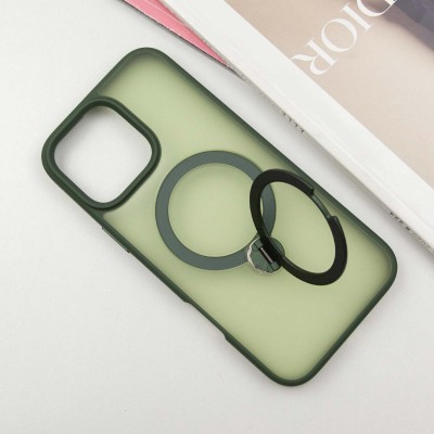 TPU+PC чохол Metal Buttons with MagSafe Colorful HQ Ring для Apple iPhone 16 Pro Max (6.9") Green