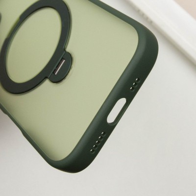 TPU+PC чохол Metal Buttons with MagSafe Colorful HQ Ring для Apple iPhone 16 Pro Max (6.9") Green