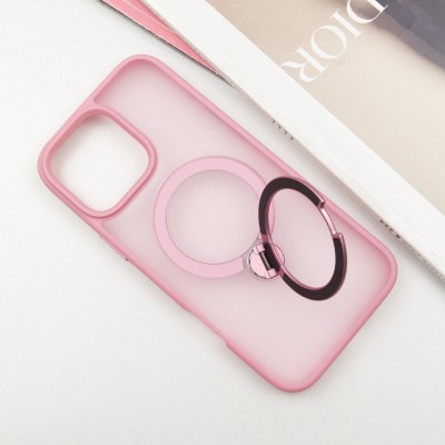 TPU+PC чохол Metal Buttons with MagSafe Colorful HQ Ring для Apple iPhone 16 Pro Max (6.9") Pink