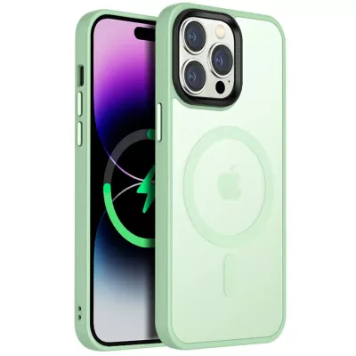 TPU+PC чохол Metal Buttons with MagSafe Colorful для Apple iPhone 12 Pro Max (6.7") М'ятний