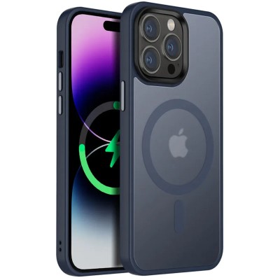 TPU+PC чохол Metal Buttons with MagSafe Colorful для Apple iPhone 12 Pro Max (6.7") Синій