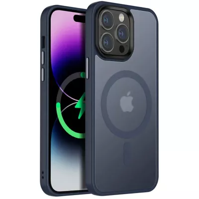 TPU+PC чохол Metal Buttons with MagSafe Colorful для Apple iPhone 12 Pro Max (6.7") Синій