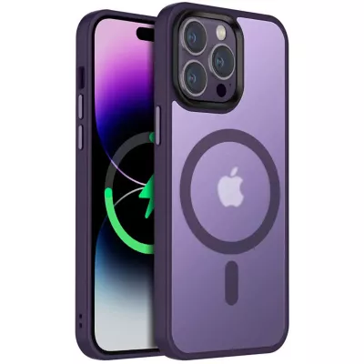 TPU+PC чохол Metal Buttons with MagSafe Colorful для Apple iPhone 12 Pro Max (6.7") Темно-фіолетовий