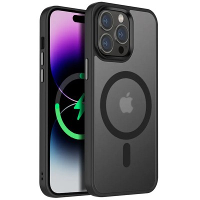 TPU+PC чохол Metal Buttons with MagSafe Colorful для Apple iPhone 13 Pro (6.1") Чорний