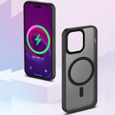 TPU+PC чохол Metal Buttons with MagSafe Colorful для Apple iPhone 13 Pro (6.1") Чорний