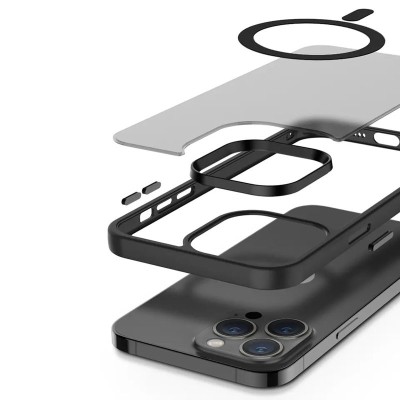 TPU+PC чохол Metal Buttons with MagSafe Colorful для Apple iPhone 13 Pro (6.1") Чорний