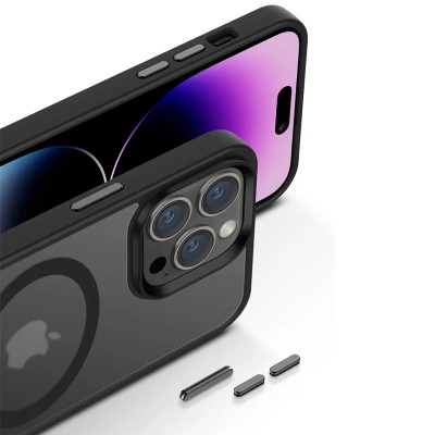TPU+PC чохол Metal Buttons with MagSafe Colorful для Apple iPhone 13 Pro (6.1") Чорний