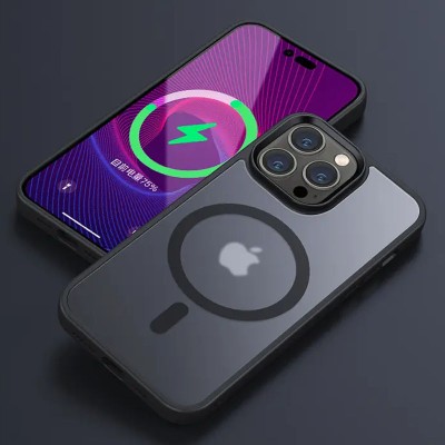 TPU+PC чохол Metal Buttons with MagSafe Colorful для Apple iPhone 13 Pro (6.1") Чорний