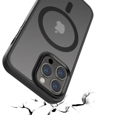 TPU+PC чохол Metal Buttons with MagSafe Colorful для Apple iPhone 13 Pro (6.1") Чорний