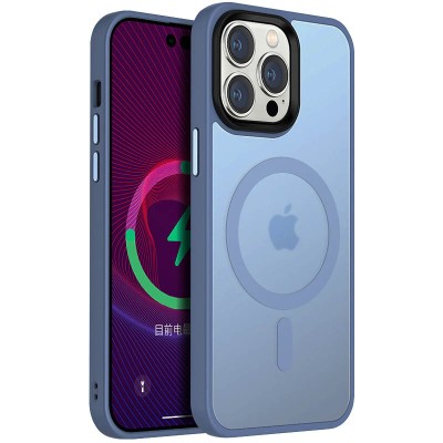 TPU+PC чохол Metal Buttons with MagSafe Colorful для Apple iPhone 13 Pro Max (6.7") Блакитний