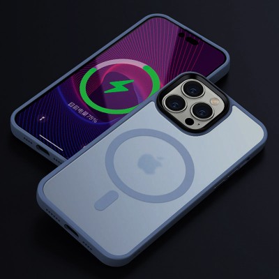 TPU+PC чохол Metal Buttons with MagSafe Colorful для Apple iPhone 13 Pro Max (6.7") Блакитний