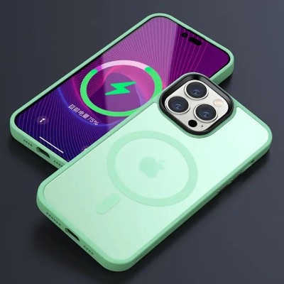 TPU+PC чохол Metal Buttons with MagSafe Colorful для Apple iPhone 14 Pro (6.1") М'ятний