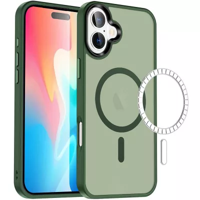 TPU+PC чохол Metal Buttons with MagSafe Colorful для Apple iPhone 16 (6.1") Зелений
