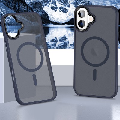 TPU+PC чохол Metal Buttons with MagSafe Colorful для Apple iPhone 16 (6.1") Синій