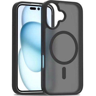 TPU+PC чохол Metal Buttons with MagSafe Colorful для Apple iPhone 16 (6.1") Чорний