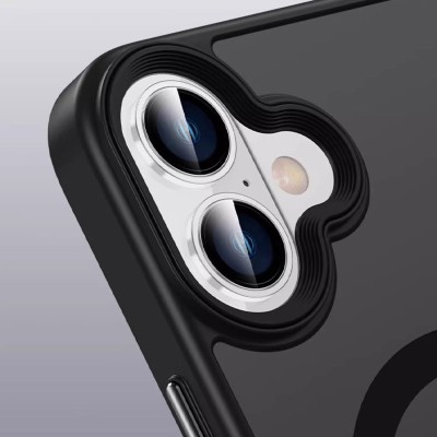 TPU+PC чохол Metal Buttons with MagSafe Colorful для Apple iPhone 16 (6.1") Чорний