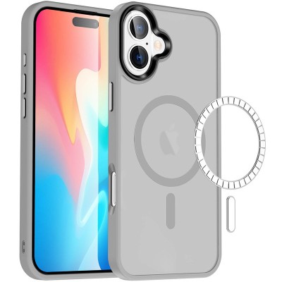 TPU+PC чохол Metal Buttons with MagSafe Colorful для Apple iPhone 16 Plus (6.7") Сірий