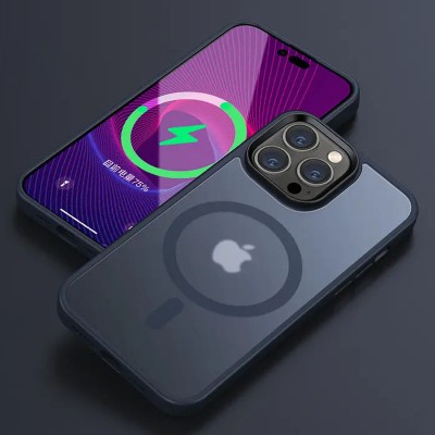 TPU+PC чохол Metal Buttons with MagSafe Colorful для Apple iPhone 16 Pro Max (6.9") Синій
