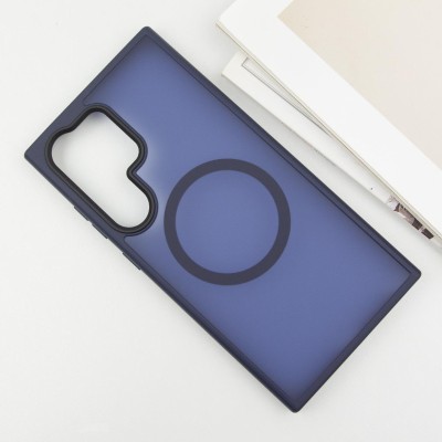 TPU+PC чохол Metal Buttons with MagSafe Colorful для Samsung Galaxy S24 Ultra Синій / Navy Blue