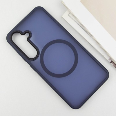 TPU+PC чохол Metal Buttons with MagSafe Colorful для Samsung Galaxy S24 Синій / Navy Blue