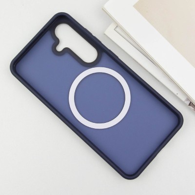 TPU+PC чохол Metal Buttons with MagSafe Colorful для Samsung Galaxy S24 Синій / Navy Blue