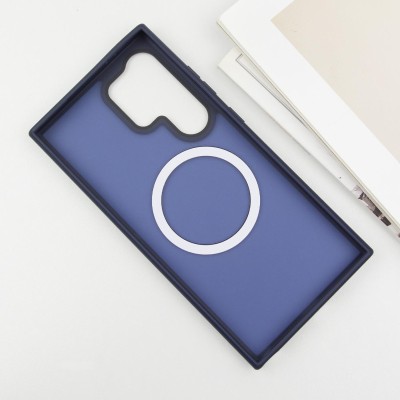 TPU+PC чохол Metal Buttons with MagSafe Colorful для Samsung Galaxy S25 Ultra Синій / Navy Blue