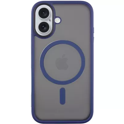 TPU+PC чохол Metal Buttons with MagSafe для Apple iPhone 16 (6.1") Синій