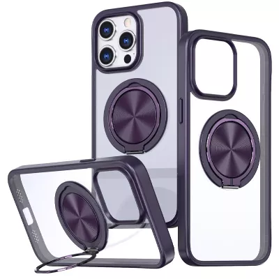 TPU+PC чохол Metal Ring with MagSafe для Apple iPhone 12 Pro / 12 (6.1") Темно-фіолетовий
