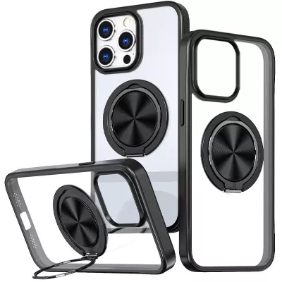 TPU+PC чохол Metal Ring with MagSafe для Apple iPhone 12 Pro / 12 (6.1") Чорний