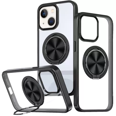 TPU+PC чохол Metal Ring with MagSafe для Apple iPhone 15 (6.1") Чорний