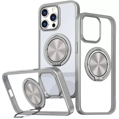 TPU+PC чохол Metal Ring with MagSafe для Apple iPhone 15 Pro (6.1") Сірий