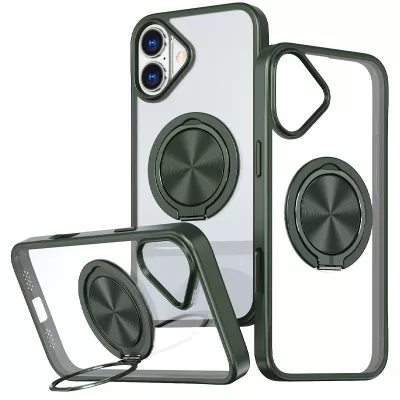TPU+PC чохол Metal Ring with MagSafe для Apple iPhone 16 (6.1") Зелений