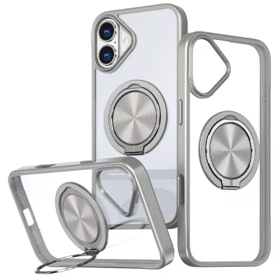 TPU+PC чохол Metal Ring with MagSafe для Apple iPhone 16 (6.1") Сірий