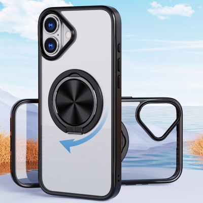 TPU+PC чохол Metal Ring with MagSafe для Apple iPhone 16 (6.1") Чорний