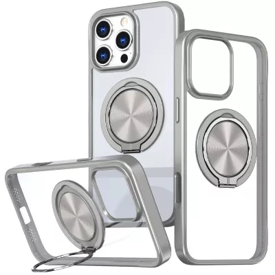 TPU+PC чохол Metal Ring with MagSafe для Apple iPhone 16 Pro (6.3") Сірий