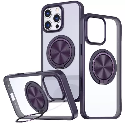 TPU+PC чохол Metal Ring with MagSafe для Apple iPhone 16 Pro (6.3") Темно-фіолетовий