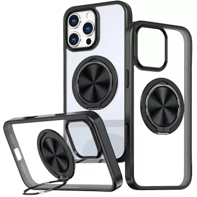 TPU+PC чохол Metal Ring with MagSafe для Apple iPhone 16 Pro Max (6.9") Чорний