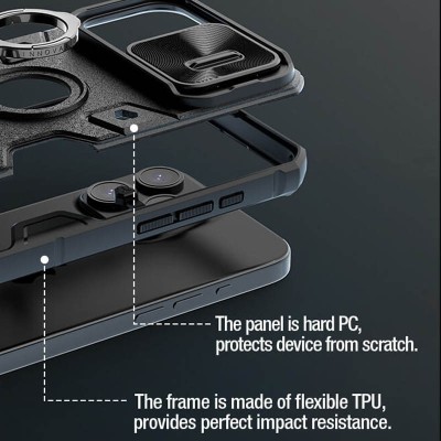 TPU+PC чохол Nillkin CamShield Armor (шторка на камеру) для Apple iPhone 15 Pro (6.1") Чорний