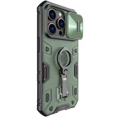 TPU+PC чохол Nillkin CamShield Armor Pro no logo (шторка на камеру) для Apple iPhone 14 Pro (6.1") Зелений