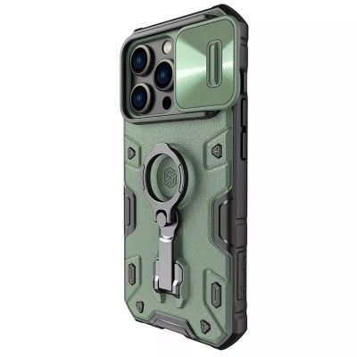 TPU+PC чохол Nillkin CamShield Armor Pro no logo (шторка на камеру) для Apple iPhone 14 Pro (6.1") Зелений