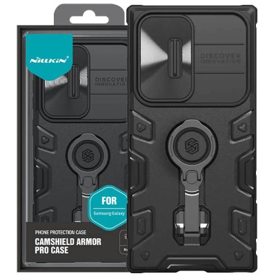 TPU+PC чохол Nillkin CamShield Armor Pro no logo (шторка на камеру) для Samsung Galaxy S23 Ultra Чорний