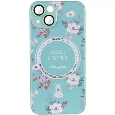 TPU+PC чохол Secret Garden with MagSafe для Apple iPhone 15 (6.1") Mint