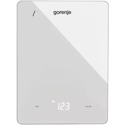 Ваги Gorenje кухонні, 10кг, AAAx3 в комплекті, дисплей, скло, білий (KT10LBW)