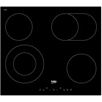 Варильна поверхня Beko електрична, 60см, розширена зона, чорний (HIC64403T)